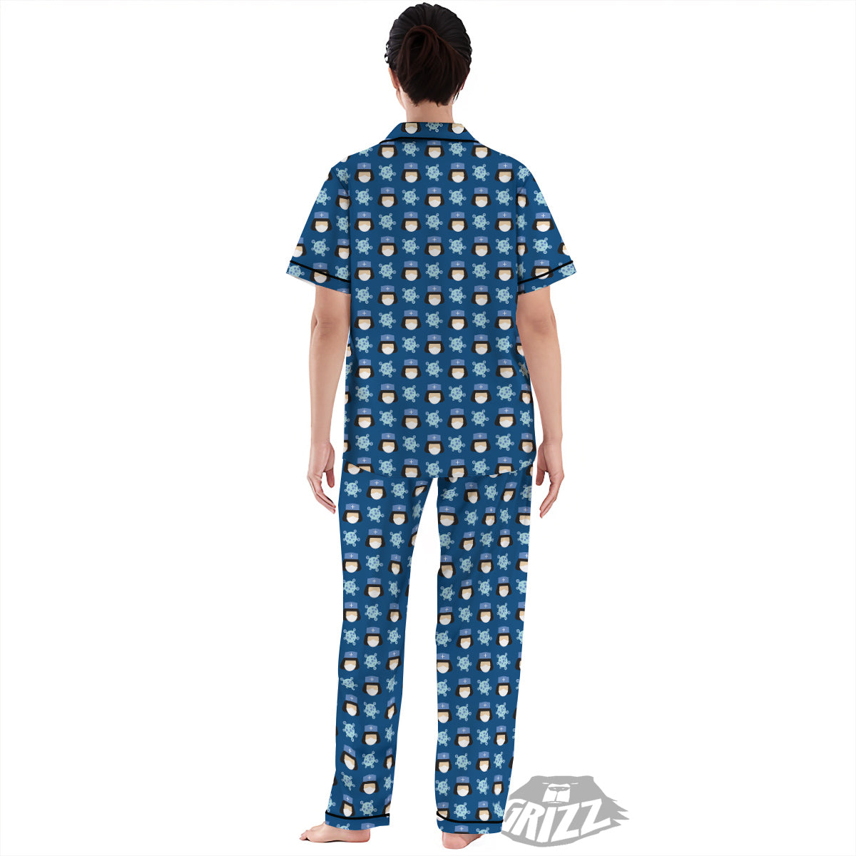 Nurse Cute Cartoon Print Pattern Women's Pajamas Set-grizzshop
