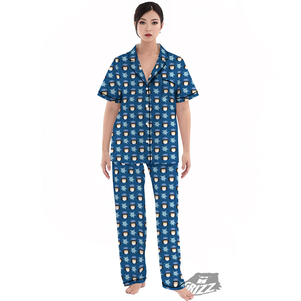 Nurse Cute Cartoon Print Pattern Women's Pajamas Set-grizzshop