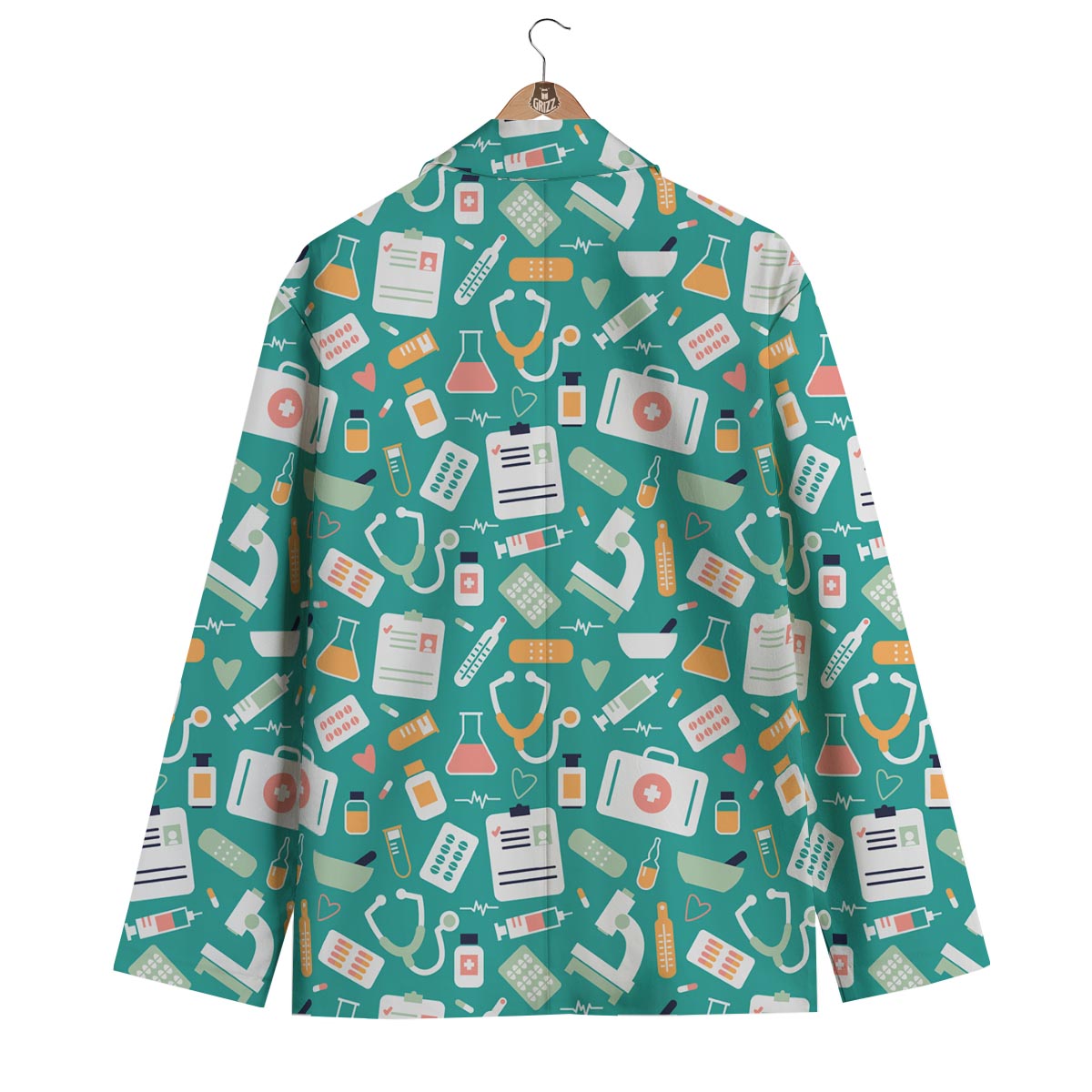 Nurse Pattern Print Men's Blazer-grizzshop