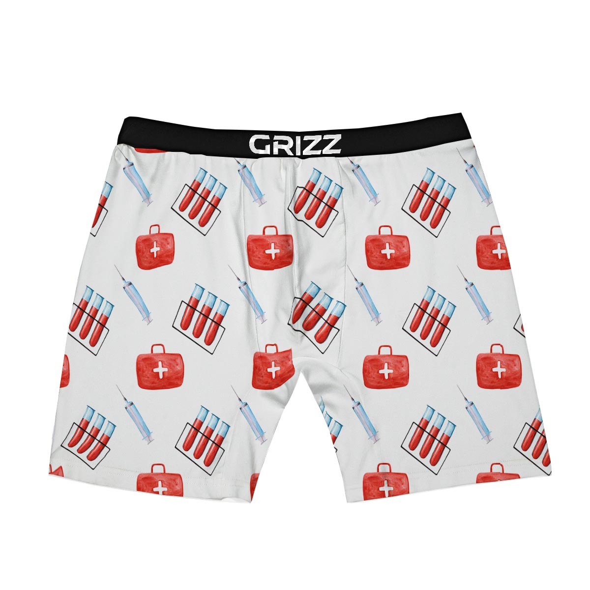 Nurse White And Red Print Pattern Boxer Briefs-grizzshop