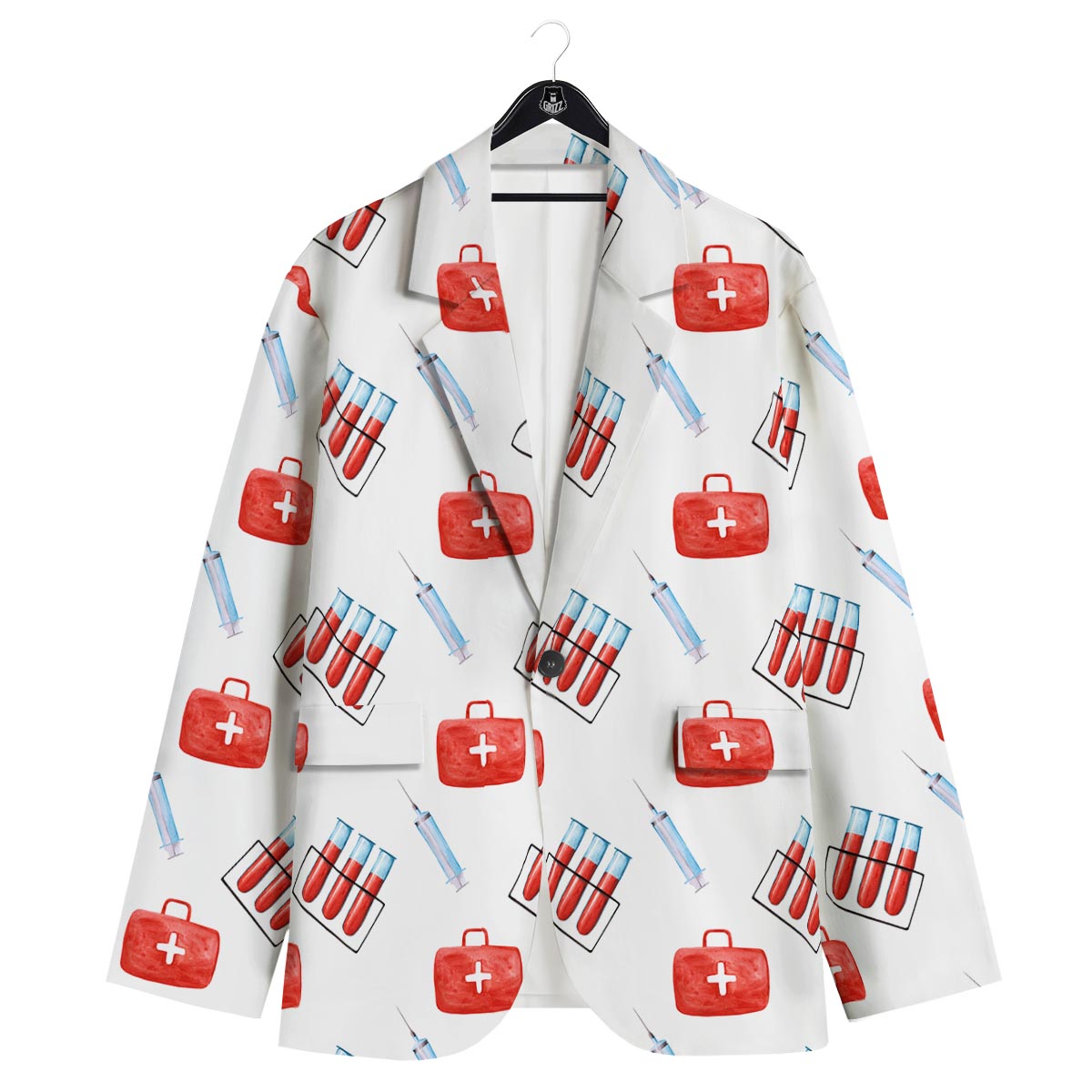 Nurse White And Red Print Pattern Men's Sport Coat-grizzshop