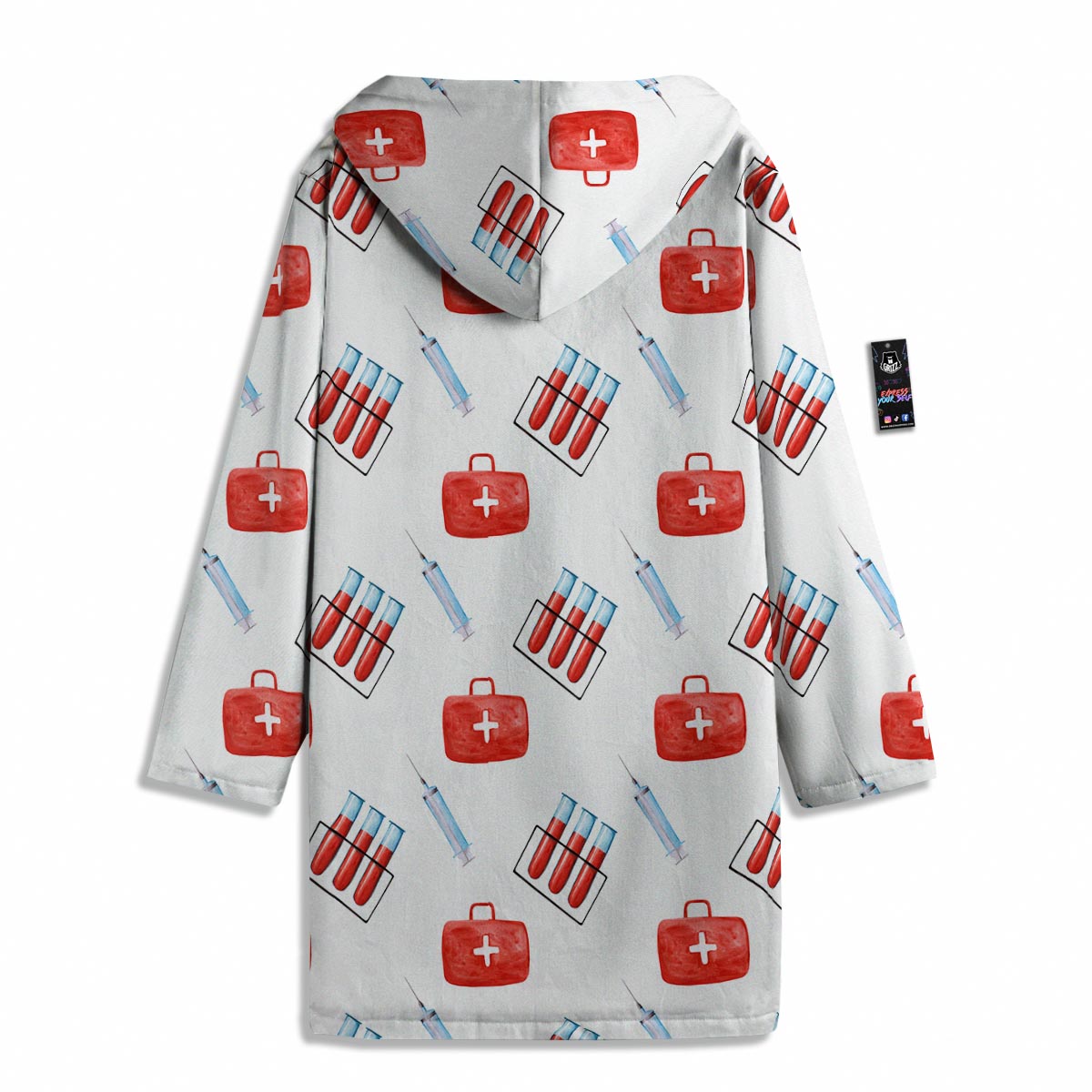 Nurse White And Red Print Pattern Men's Windbreaker Jacket-grizzshop