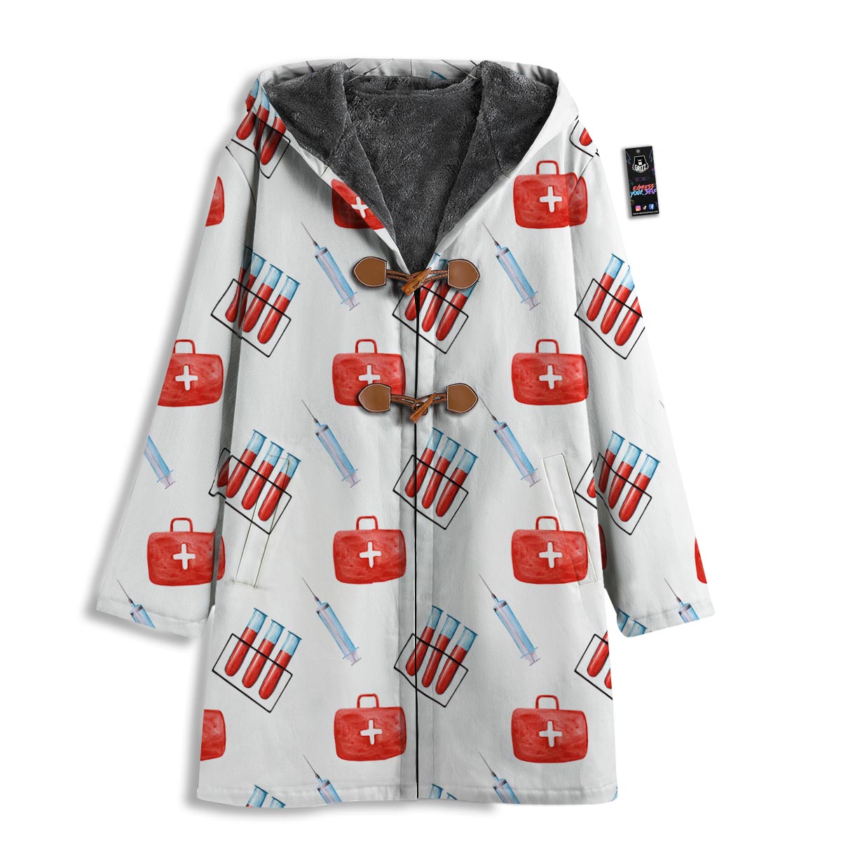 Nurse White And Red Print Pattern Men's Windbreaker Jacket-grizzshop
