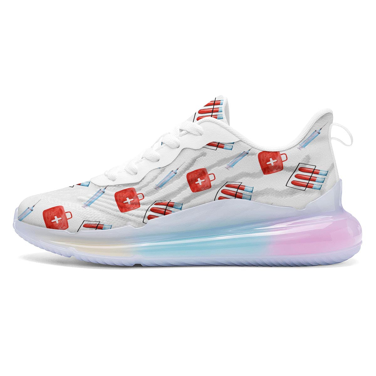Nurse White And Red Print Pattern Running Sneakers-grizzshop