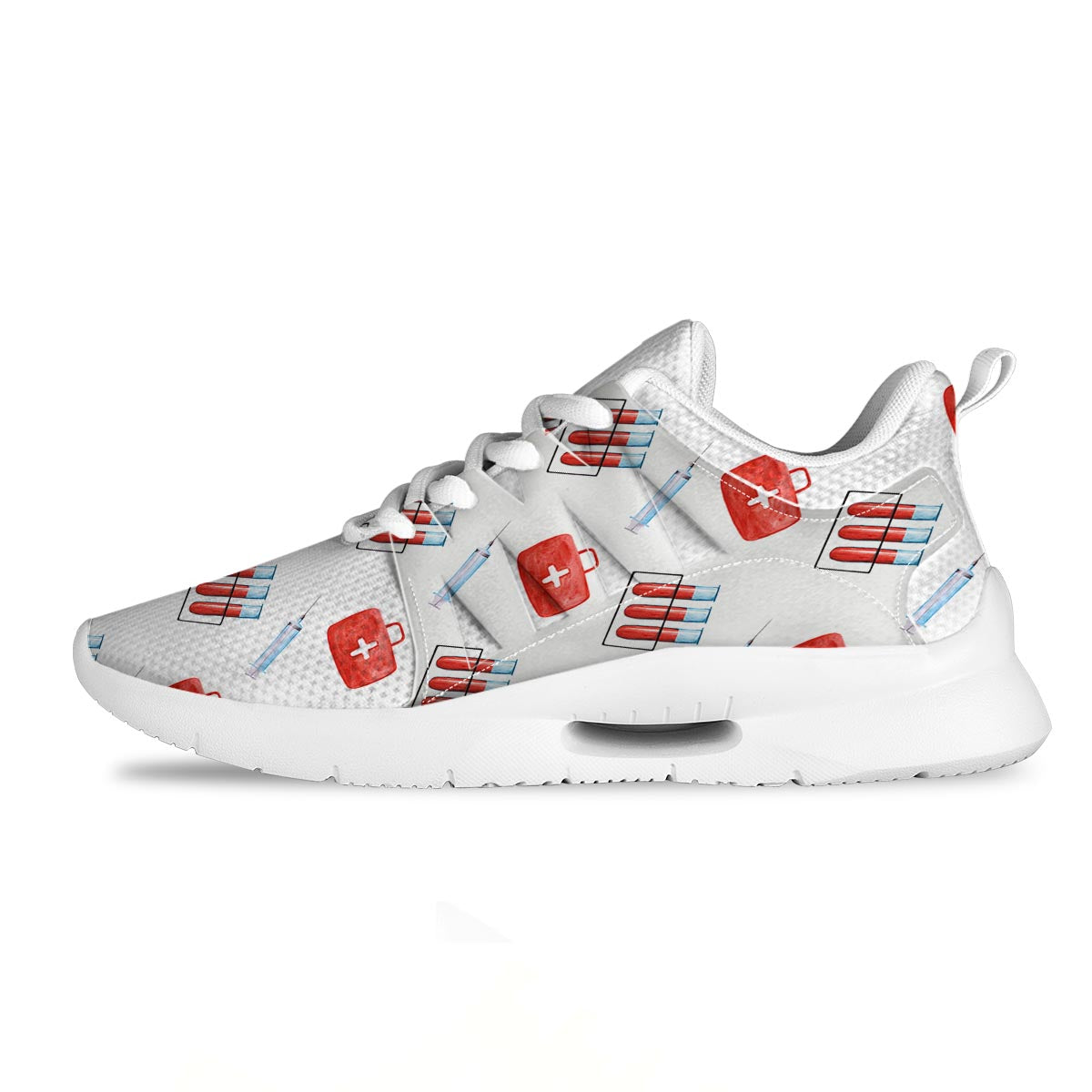 Nurse White And Red Print Pattern Tennis Shoes-grizzshop