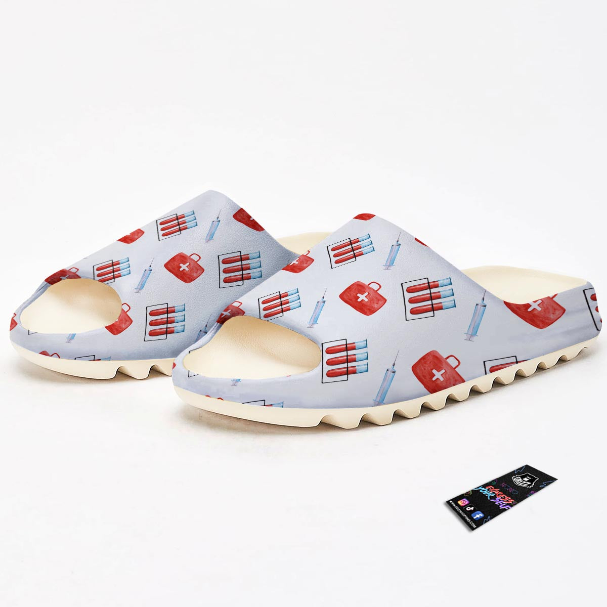 Nurse White And Red Print Pattern Sandals-grizzshop