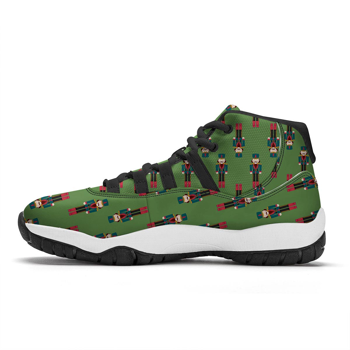 Nutcracker Green Pattern Print Black Bball Shoes-grizzshop