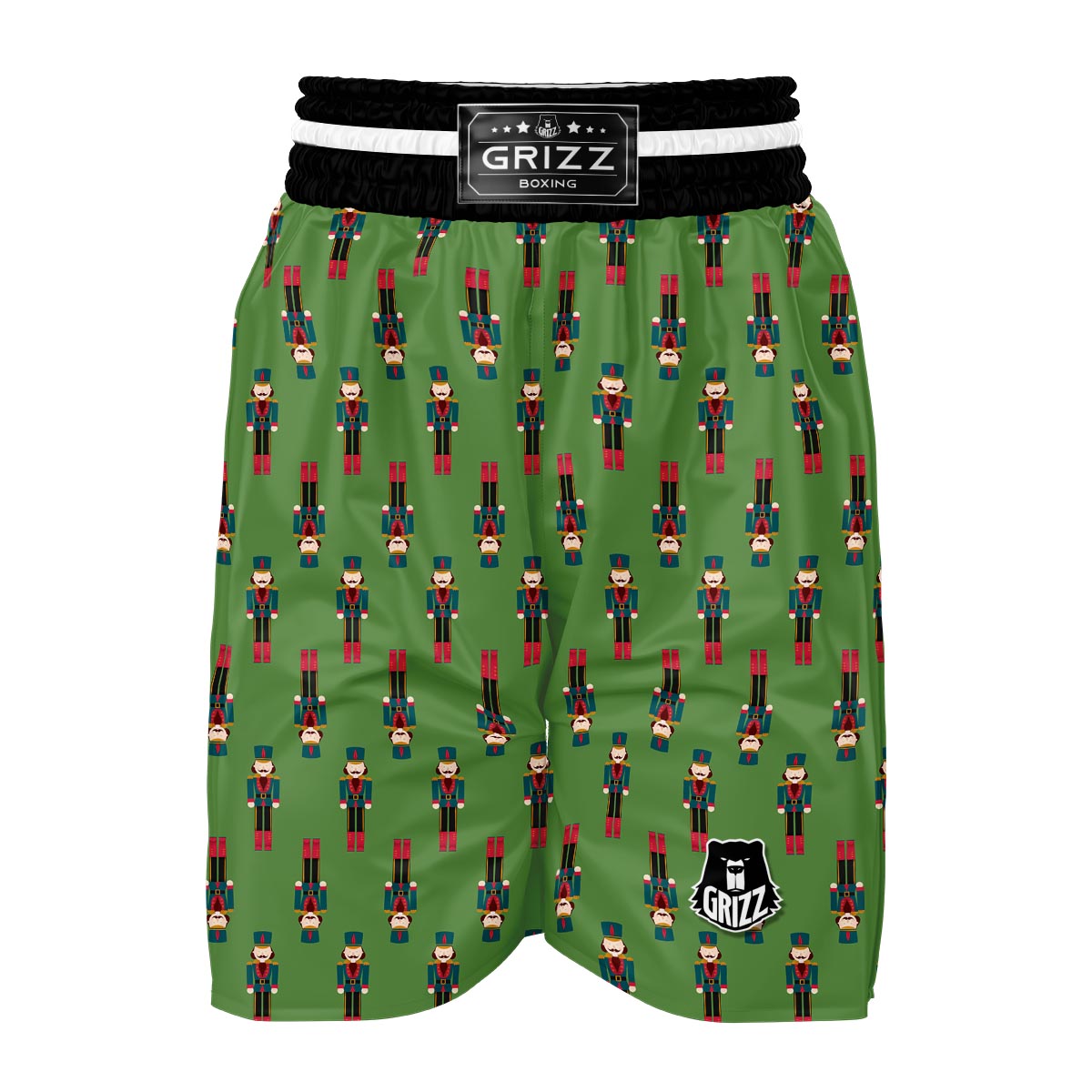 Nutcracker Green Pattern Print Boxing Shorts-grizzshop