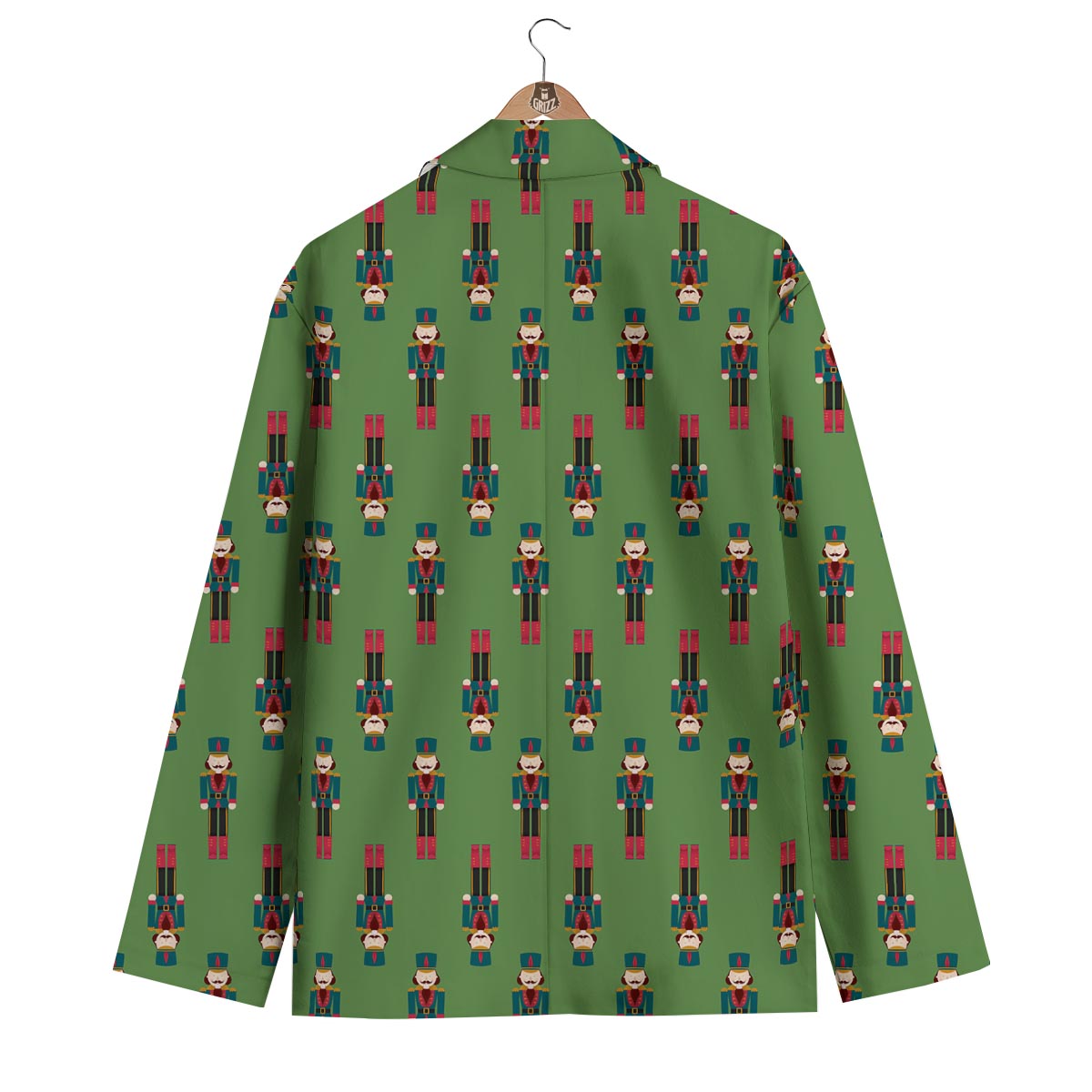Nutcracker Green Pattern Print Men's Blazer-grizzshop