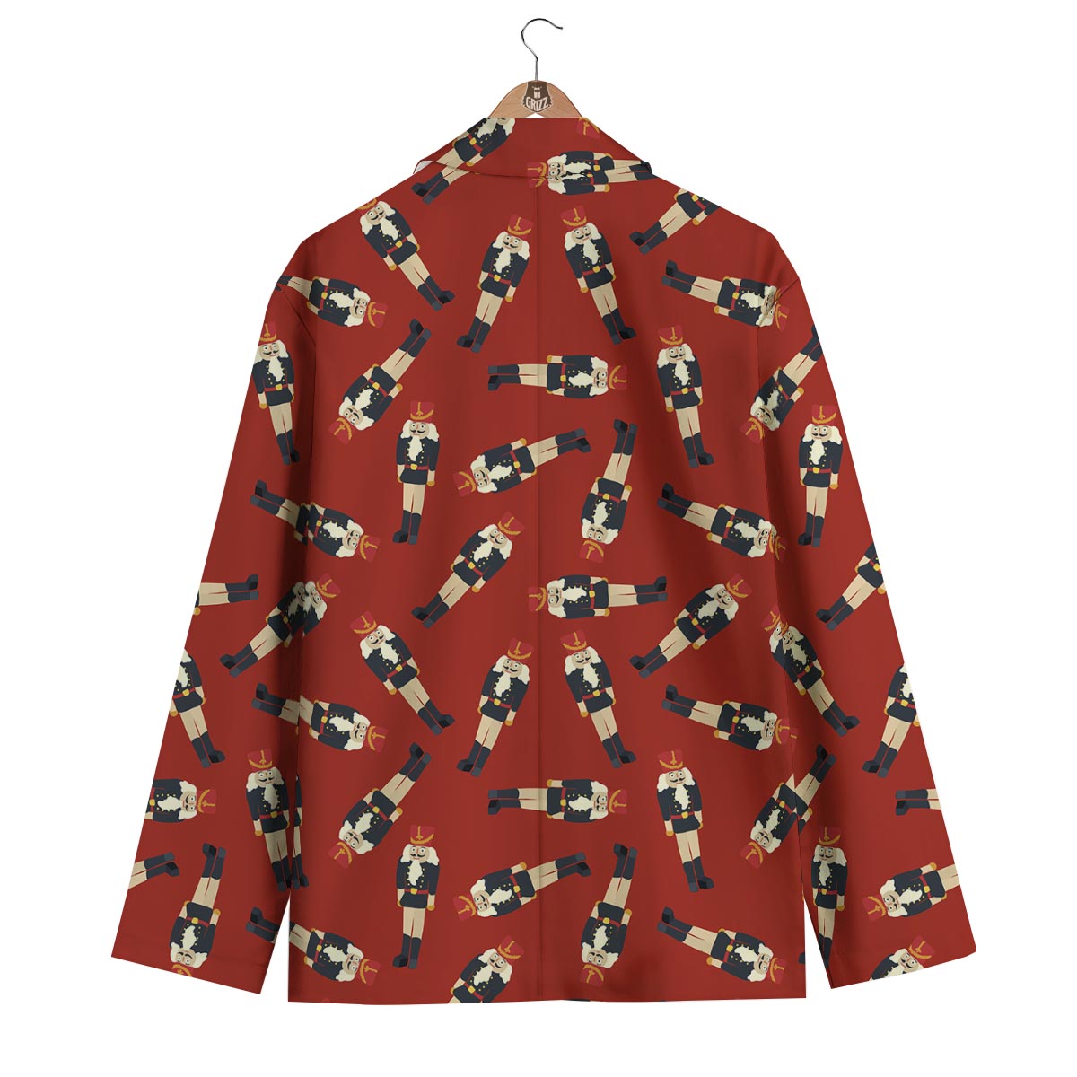 Nutcracker Red Pattern Print Men's Blazer-grizzshop
