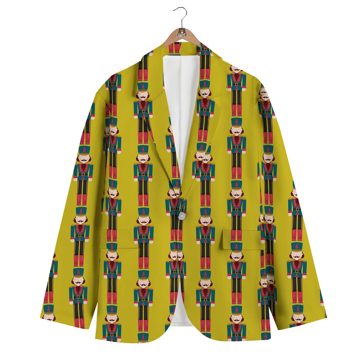 Nutcracker Yellow Pattern Print Men's Blazer-grizzshop