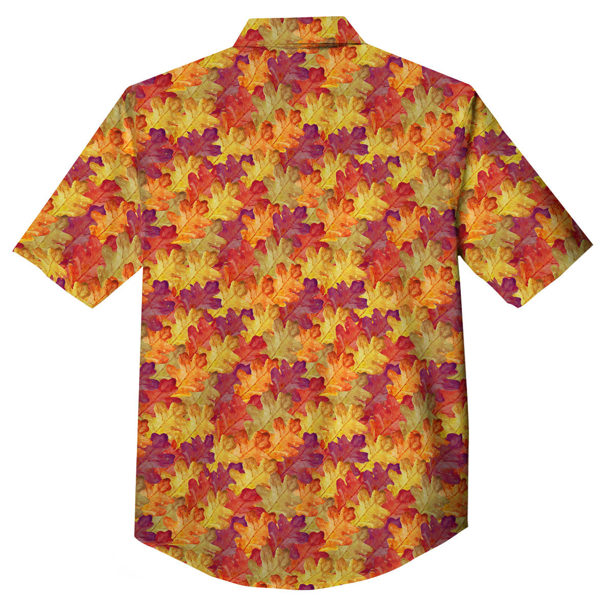 Oak Leaf Autumn Print Button Up Shirt-grizzshop
