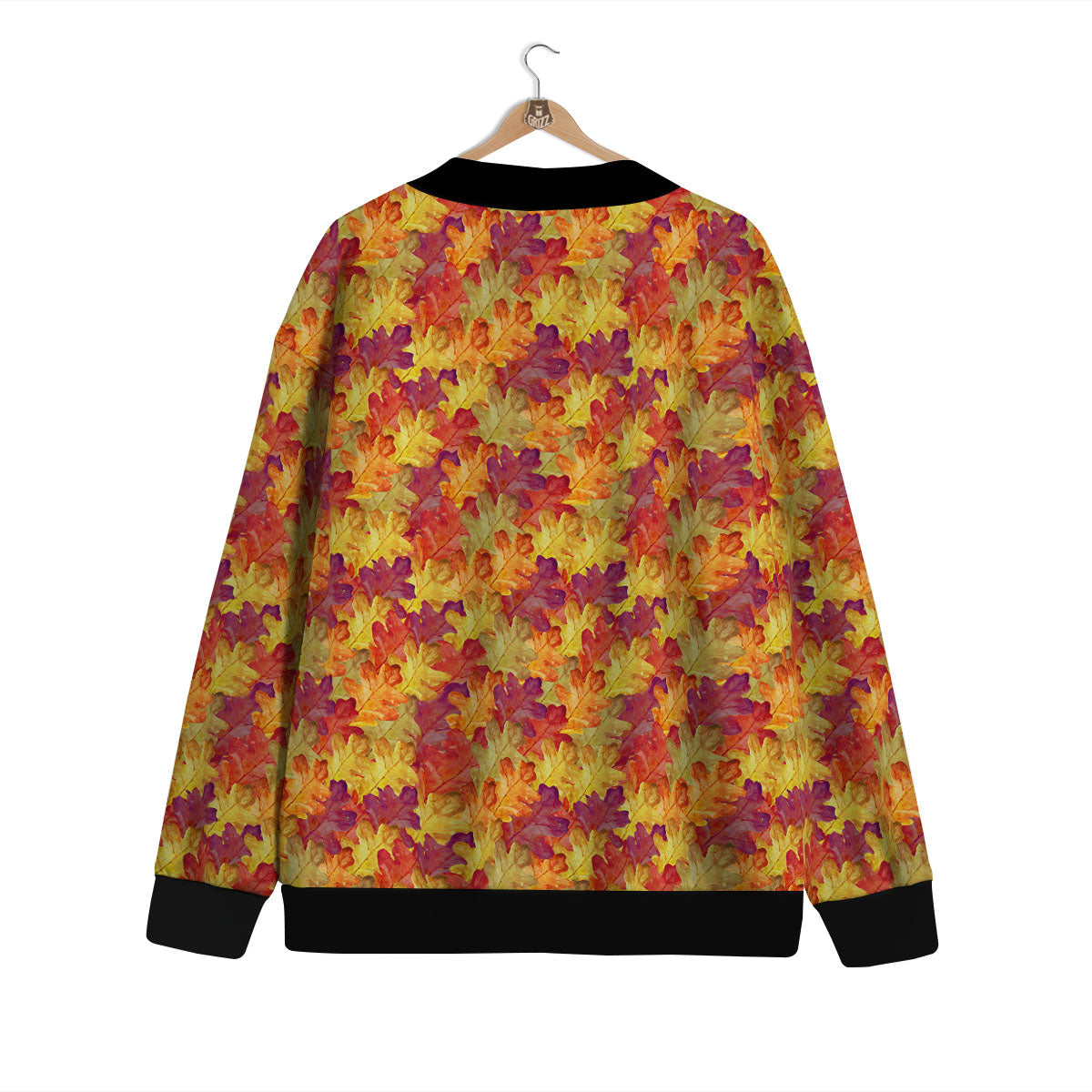 Oak Leaf Autumn Print Cardigan-grizzshop