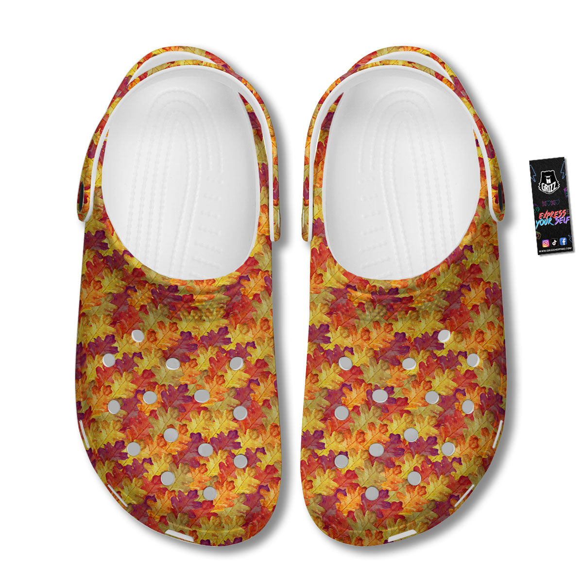 Oak Leaf Autumn Print Clog-grizzshop