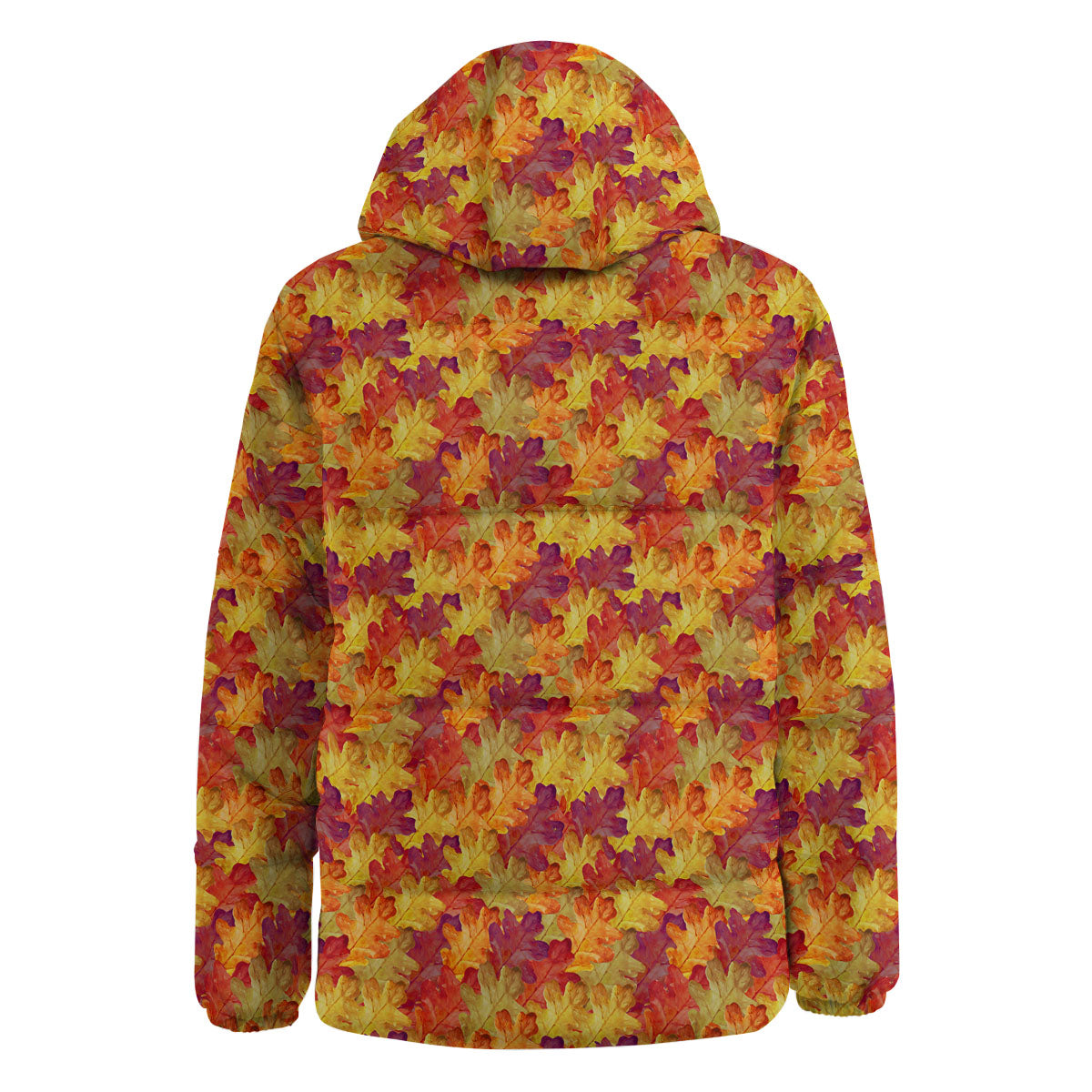 Oak Leaf Autumn Print Down Jacket-grizzshop