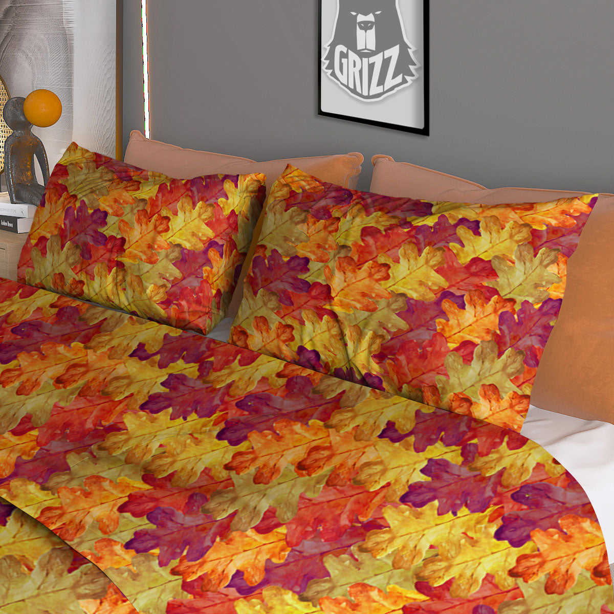 Oak Leaf Autumn Print Duvet Cover Bedding Set
