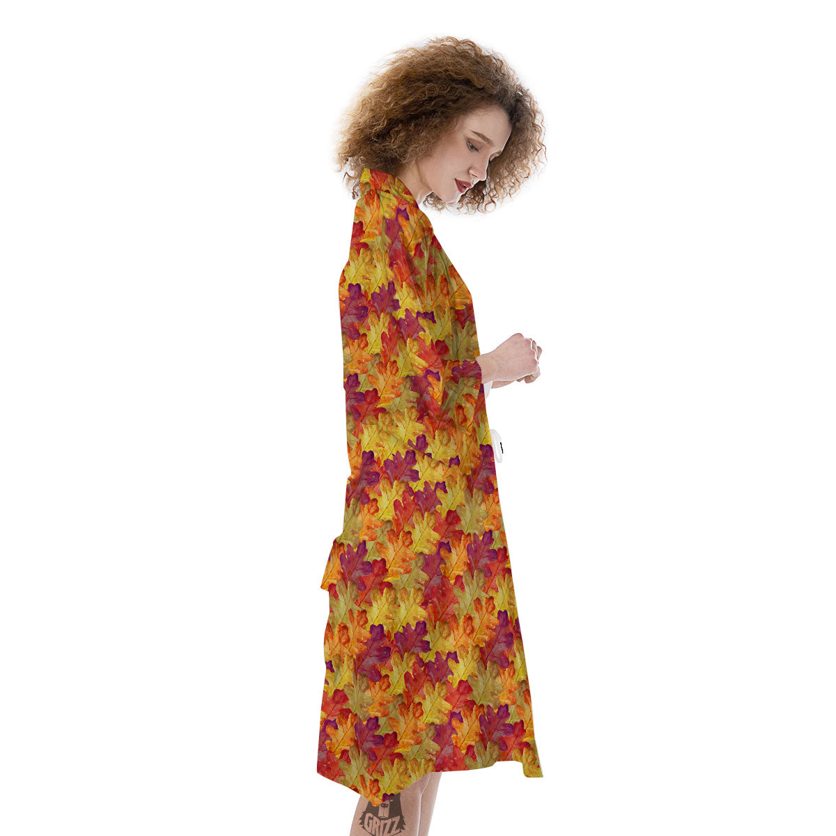 Oak Leaf Autumn Print Kimono-grizzshop