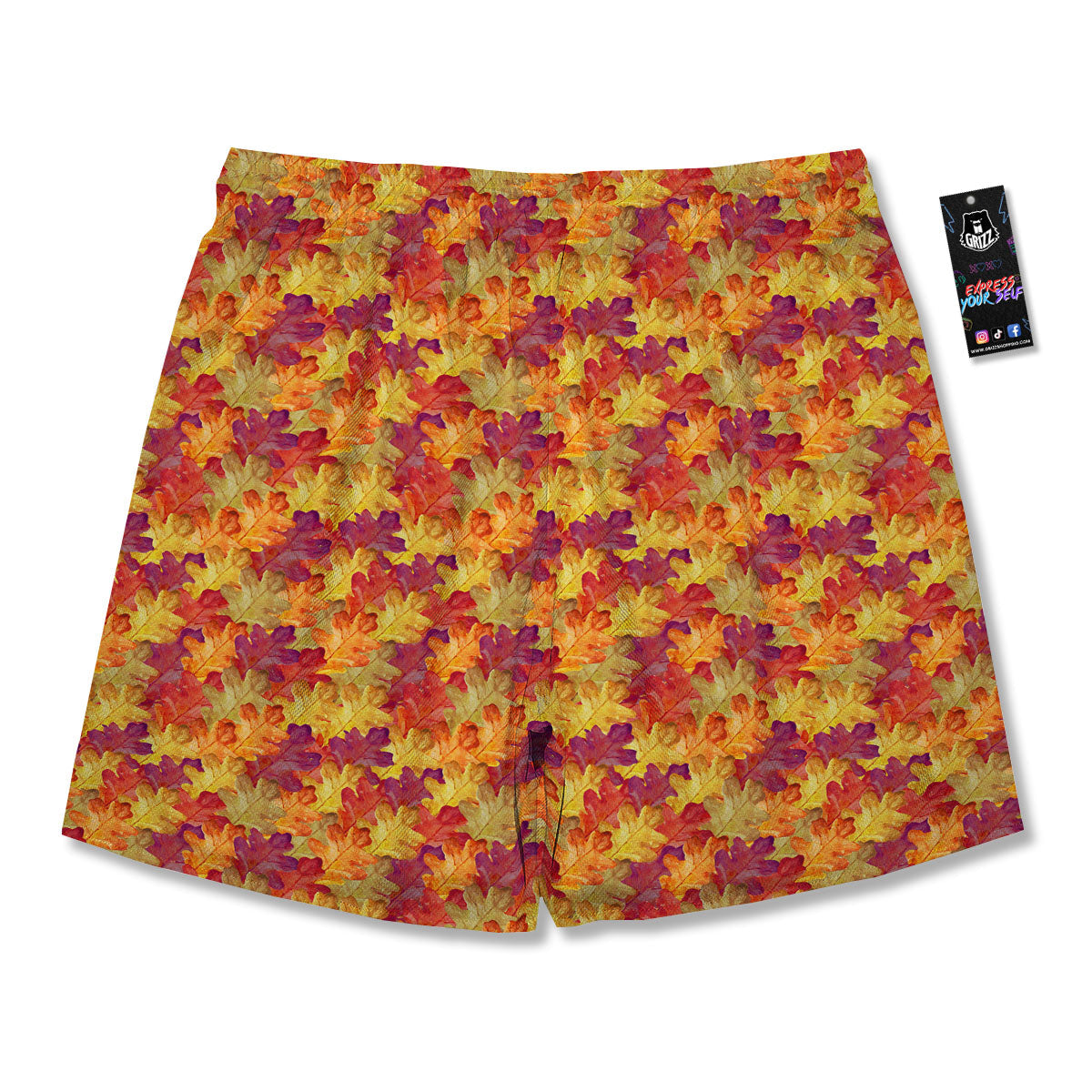 Oak Leaf Autumn Print Men's Running Shorts-grizzshop