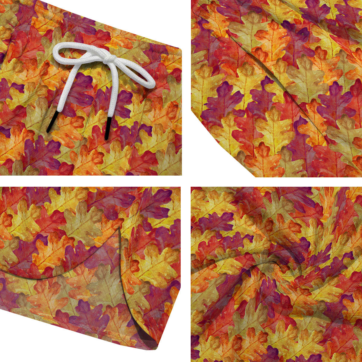 Oak Leaf Autumn Print Men's Running Shorts-grizzshop
