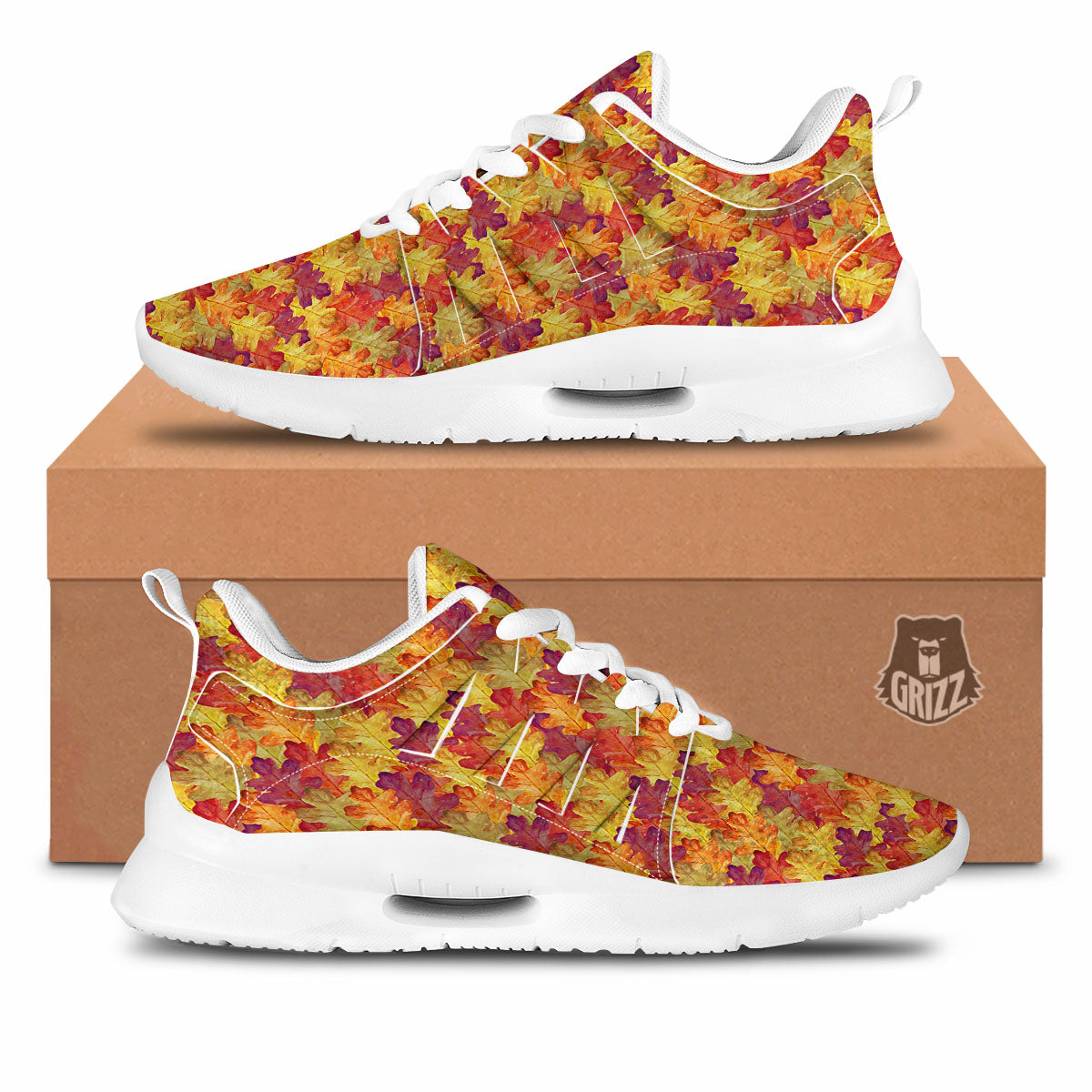 Oak Leaf Autumn Print Tennis Shoes-grizzshop