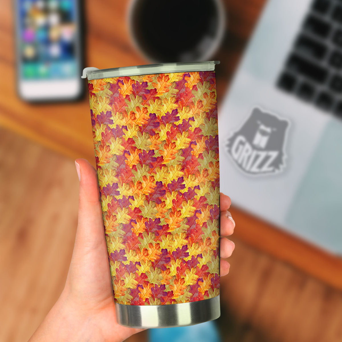 Oak Leaf Autumn Print Tumbler-grizzshop