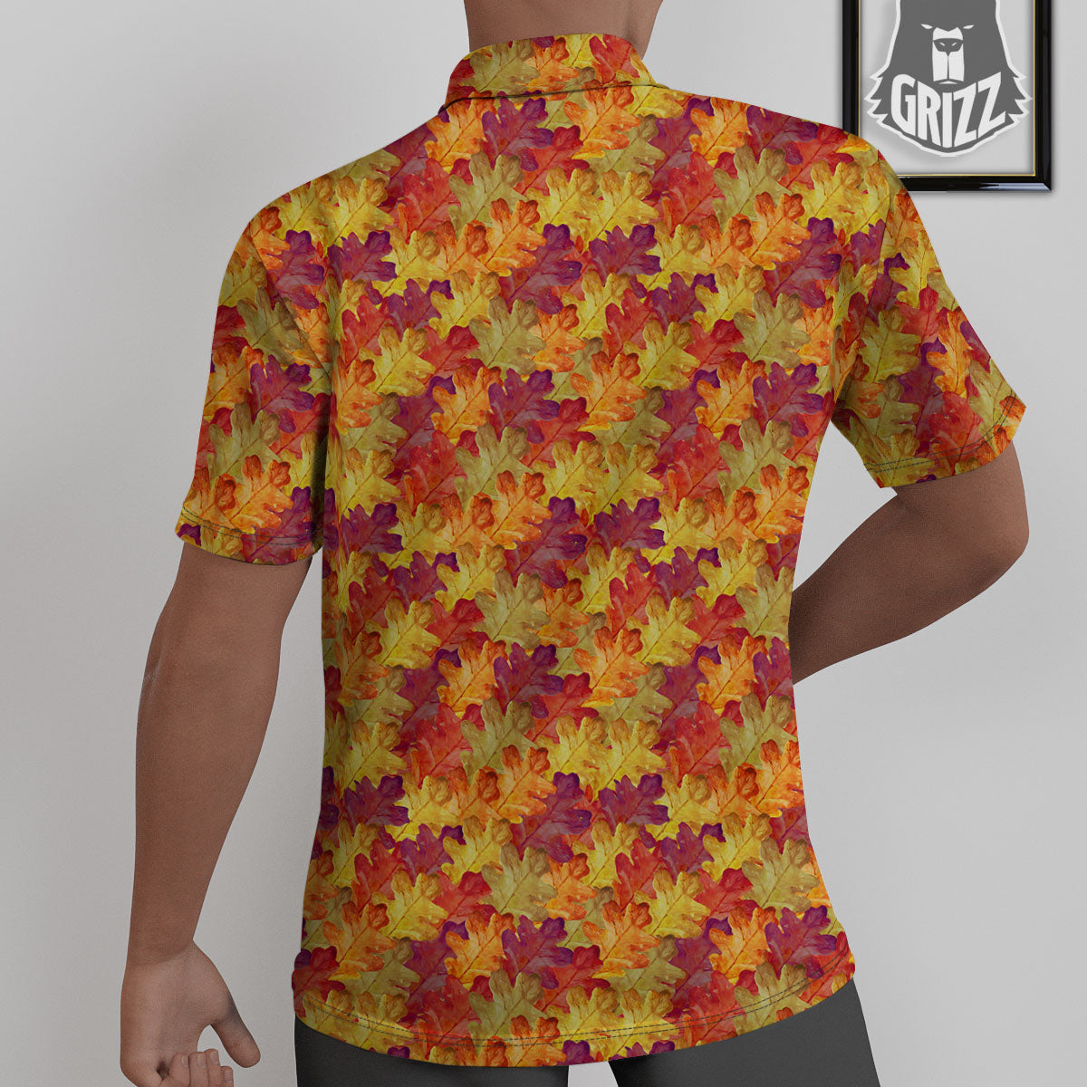 Oak Leaf Autumn Print Untucked Shirts-grizzshop