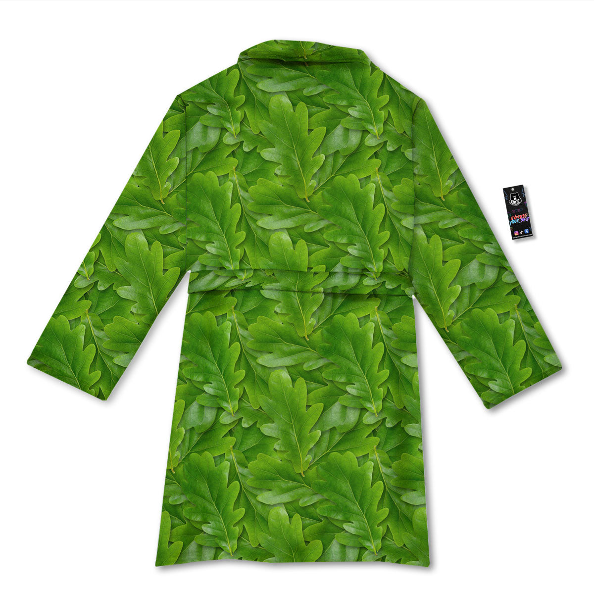 Oak Leaf Green Print Bathrobe-grizzshop