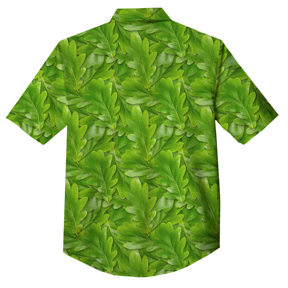 Oak Leaf Green Print Button Up Shirt-grizzshop