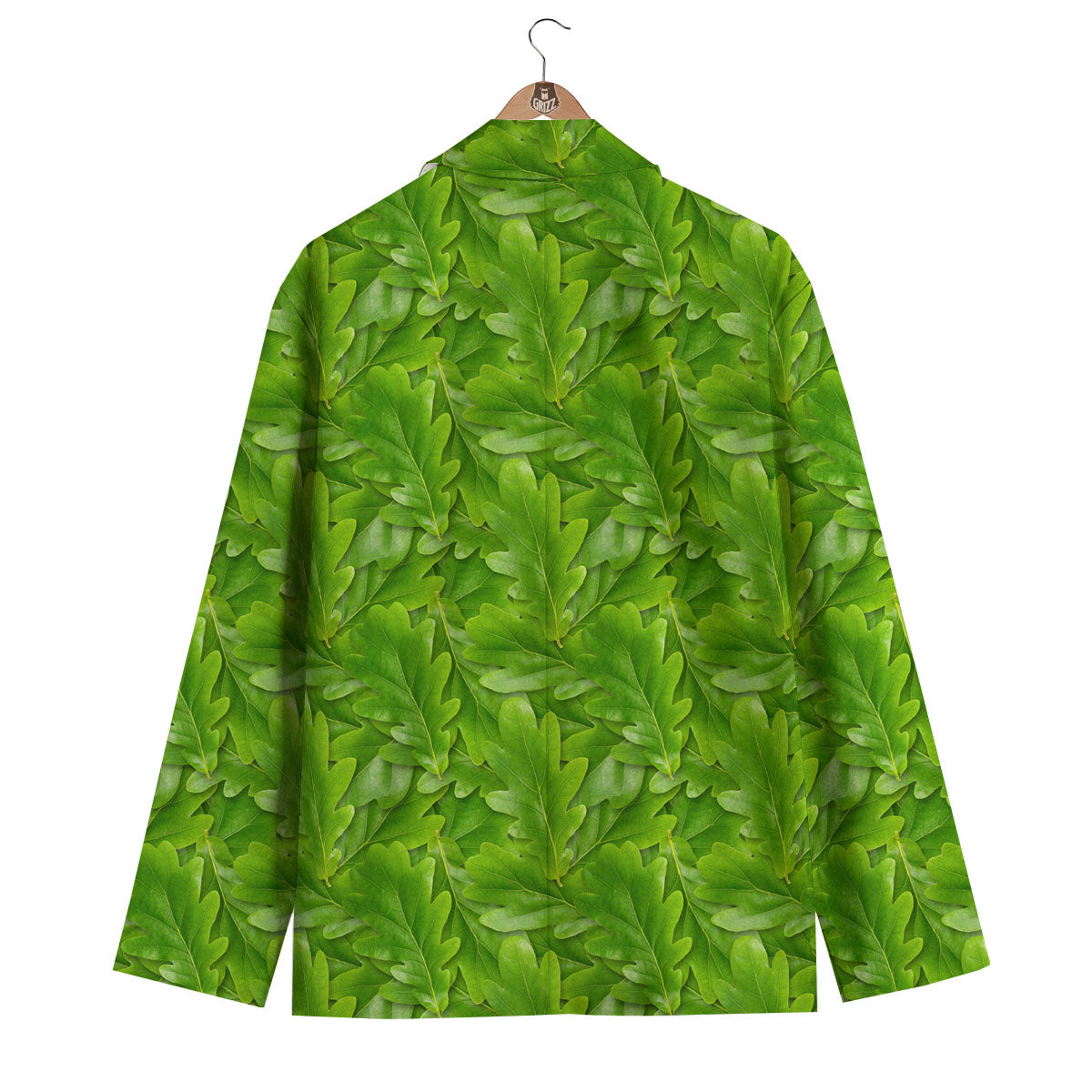 Oak Leaf Green Print Men's Blazer-grizzshop