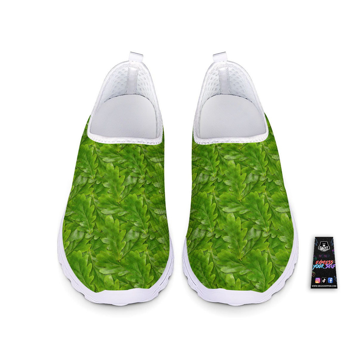 Oak Leaf Green Print Nurse Shoes-grizzshop