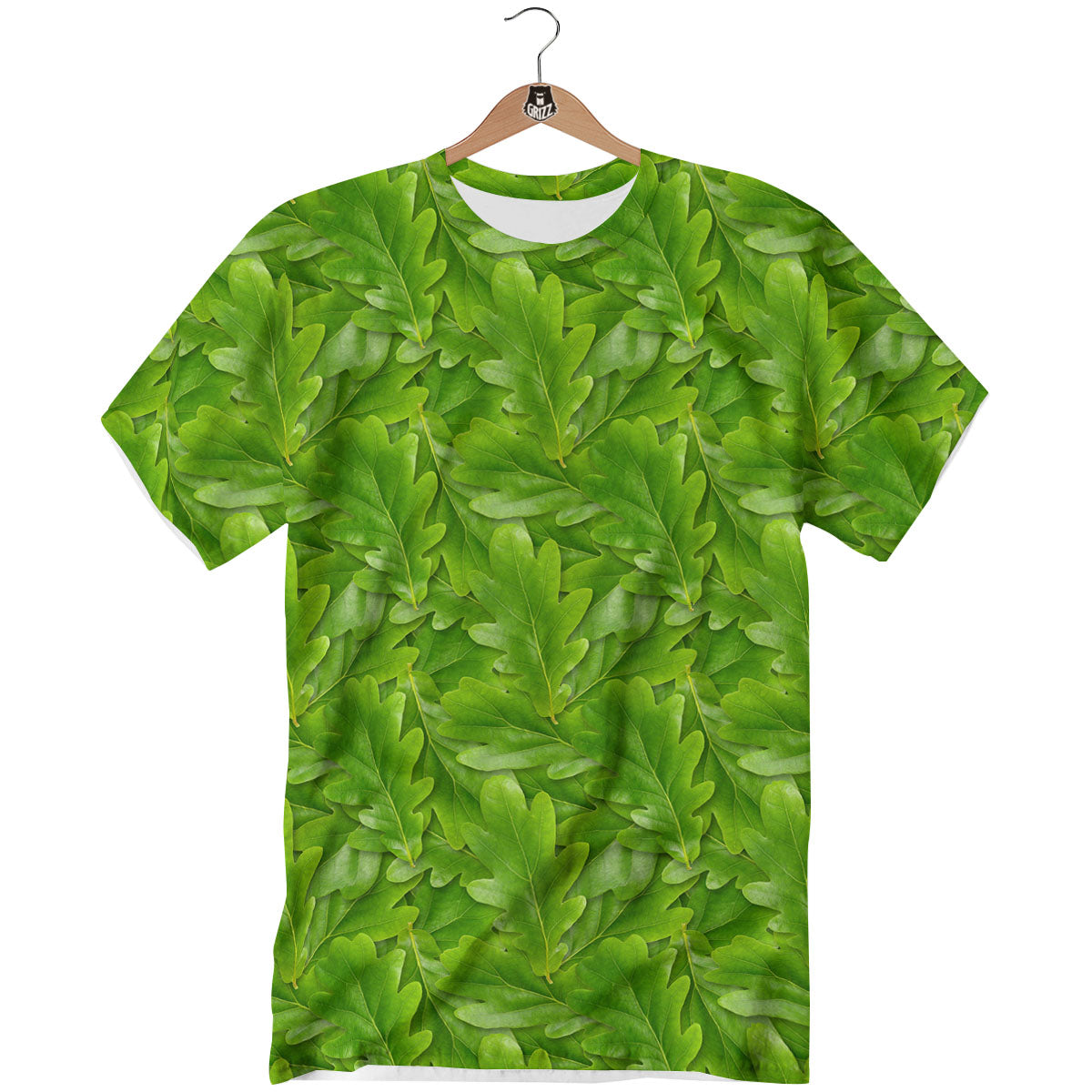 Oak Leaf Green Print T-Shirt-grizzshop