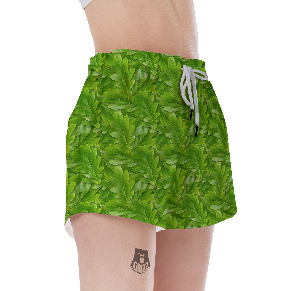 Oak Leaf Green Print Women's Shorts-grizzshop