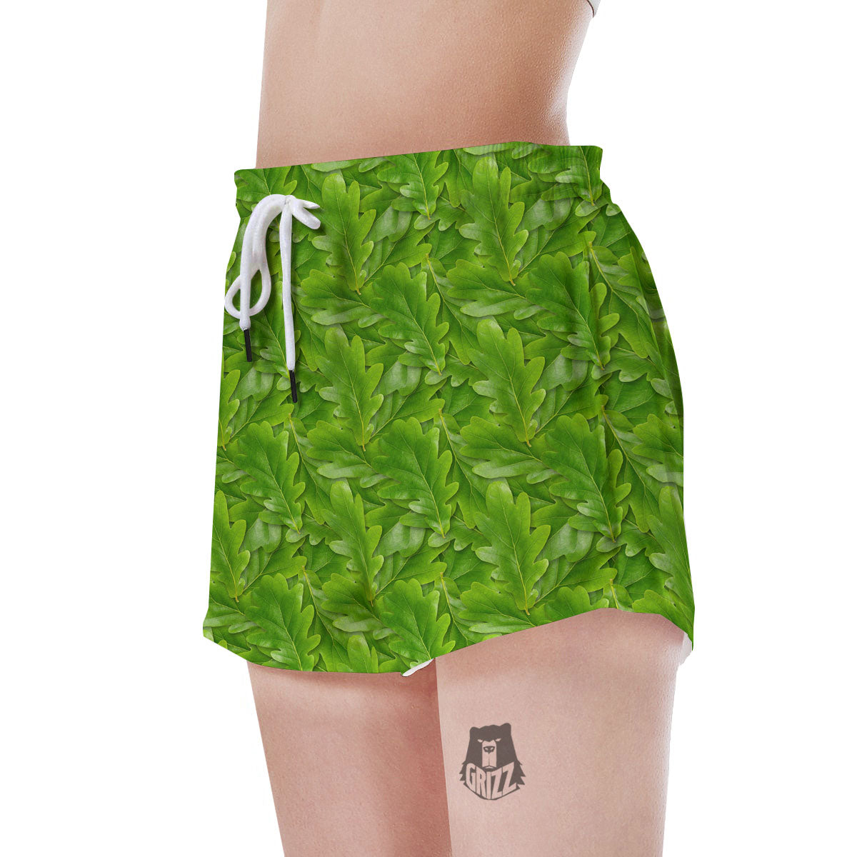 Oak Leaf Green Print Women's Shorts-grizzshop