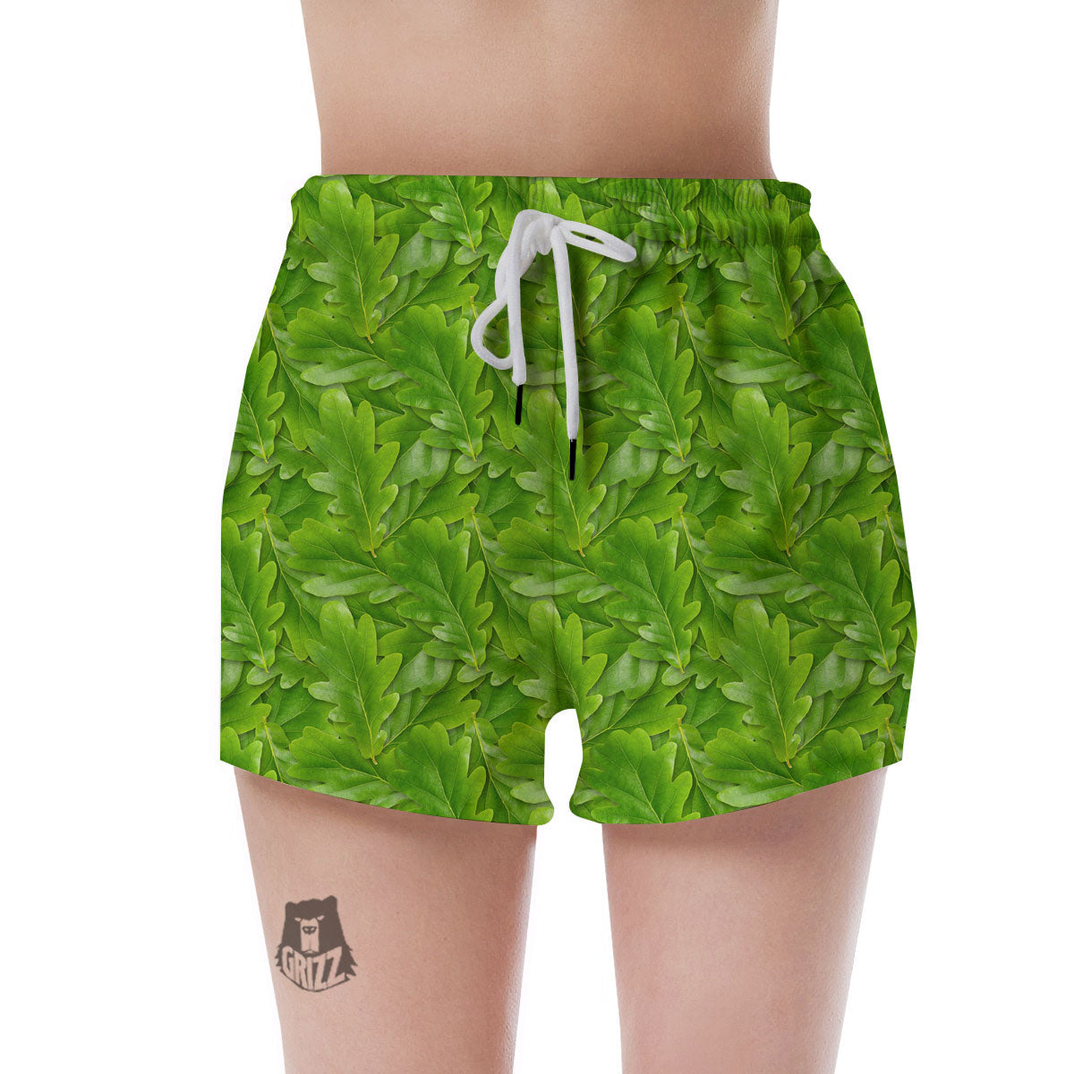 Oak Leaf Green Print Women's Shorts-grizzshop