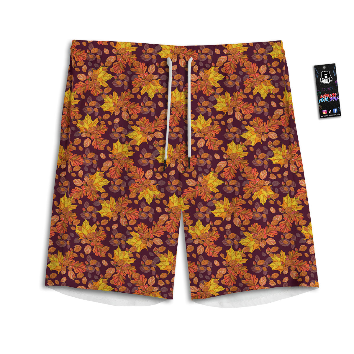 Oak Maple Print Pattern Men's Athletic Shorts-grizzshop