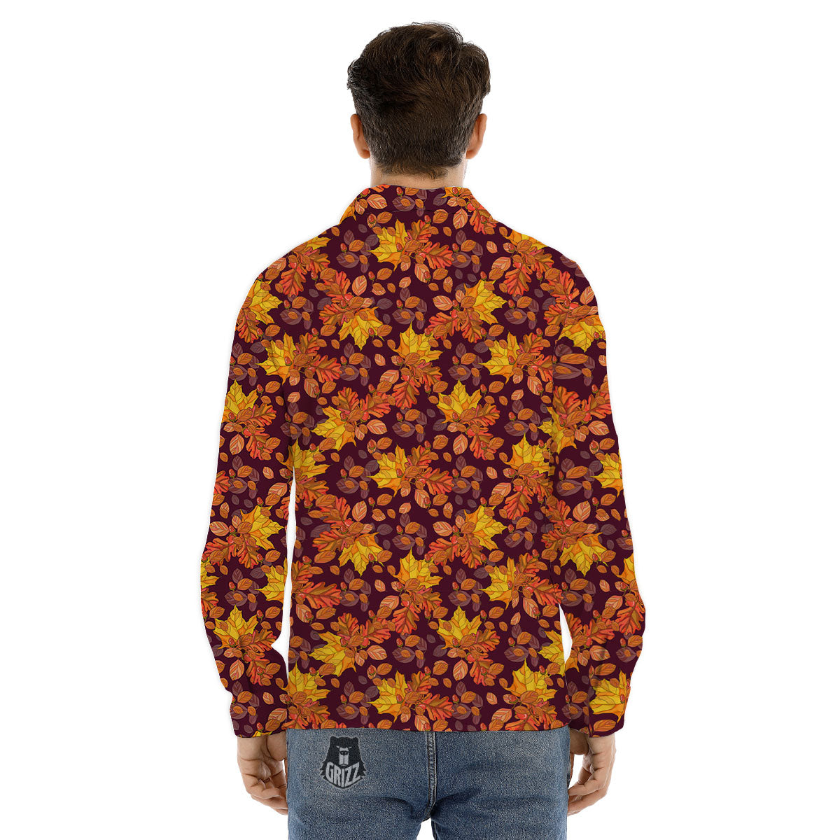 Oak Maple Print Pattern Men's Dress Shirts-grizzshop
