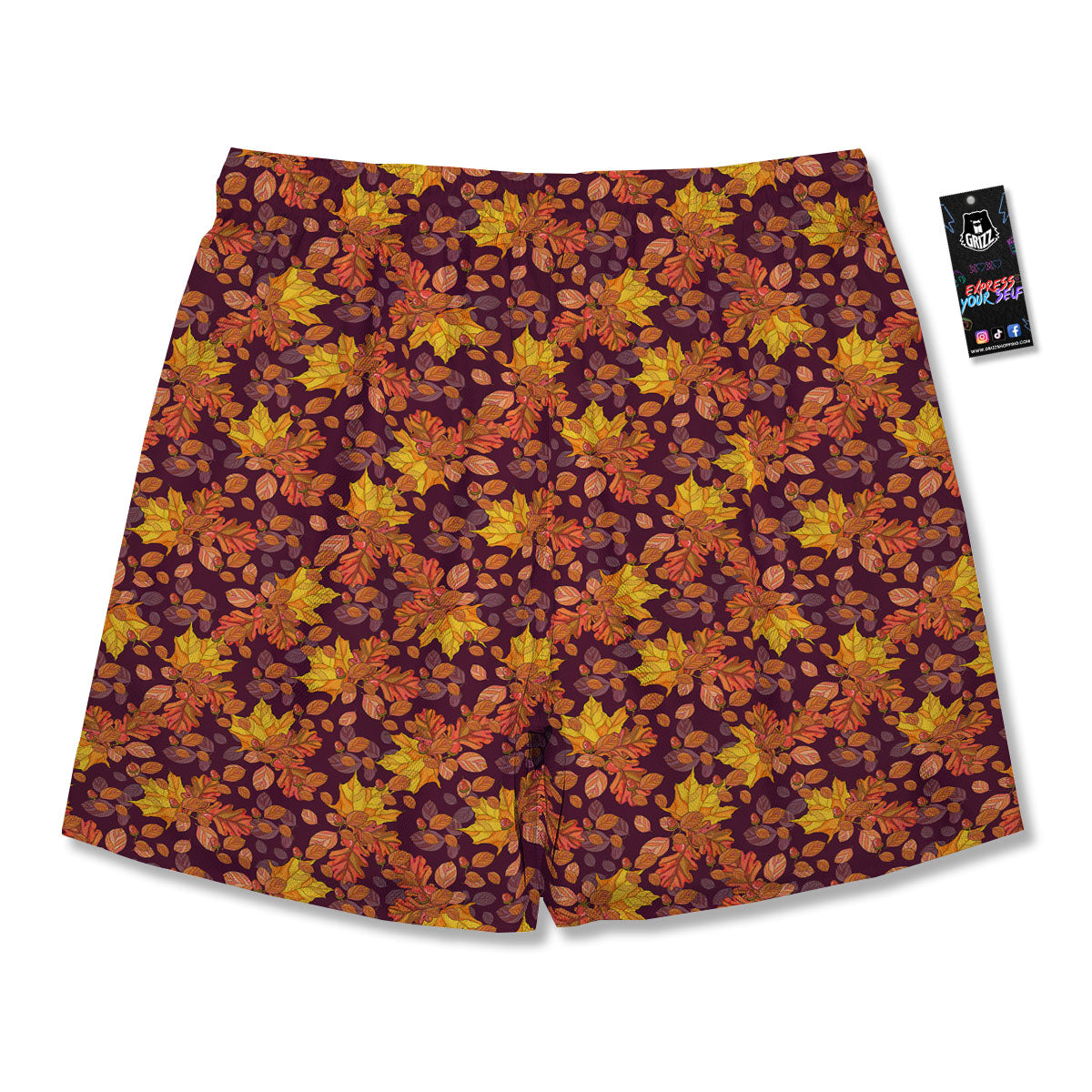 Oak Maple Print Pattern Men's Running Shorts-grizzshop