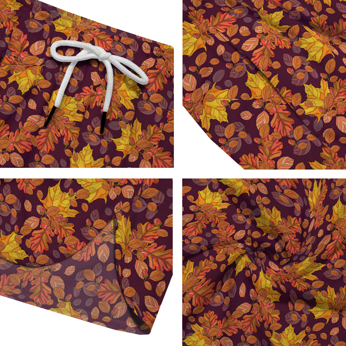 Oak Maple Print Pattern Men's Running Shorts-grizzshop