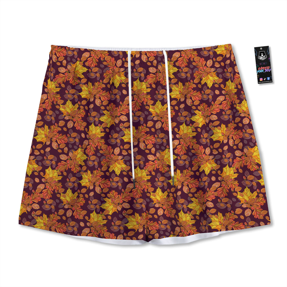 Oak Maple Print Pattern Mesh Shorts-grizzshop