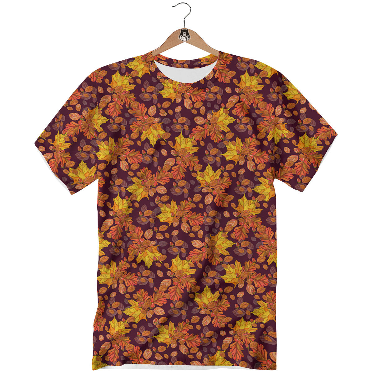 Oak Maple Print Pattern T-Shirt-grizzshop