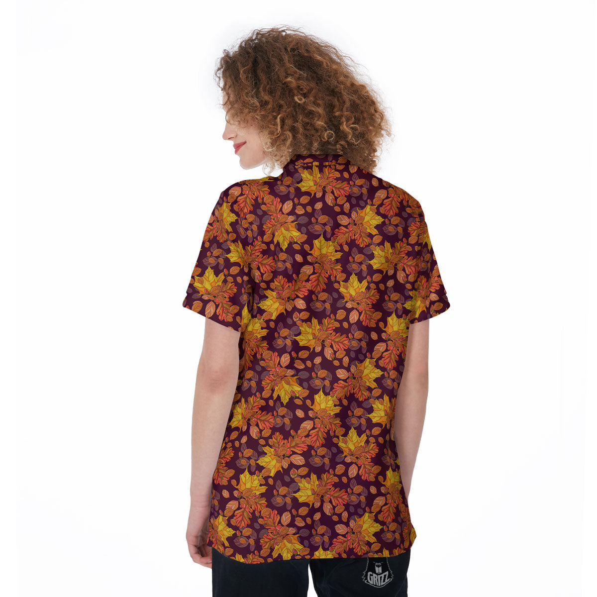 Oak Maple Print Pattern Women's Golf Shirts-grizzshop
