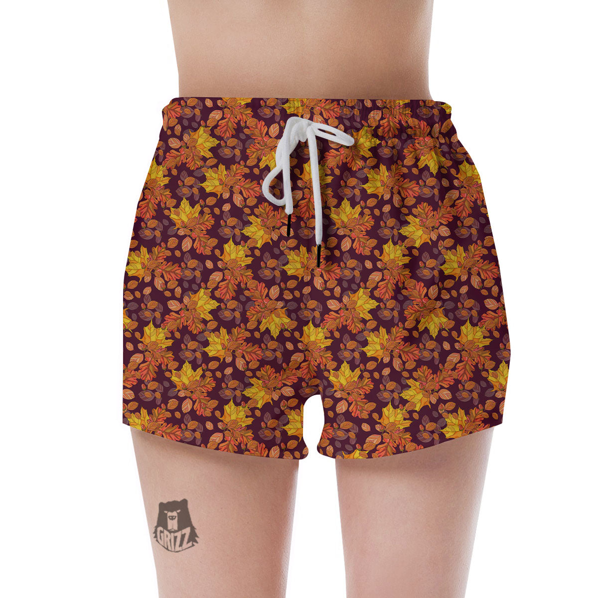 Oak Maple Print Pattern Women's Shorts-grizzshop
