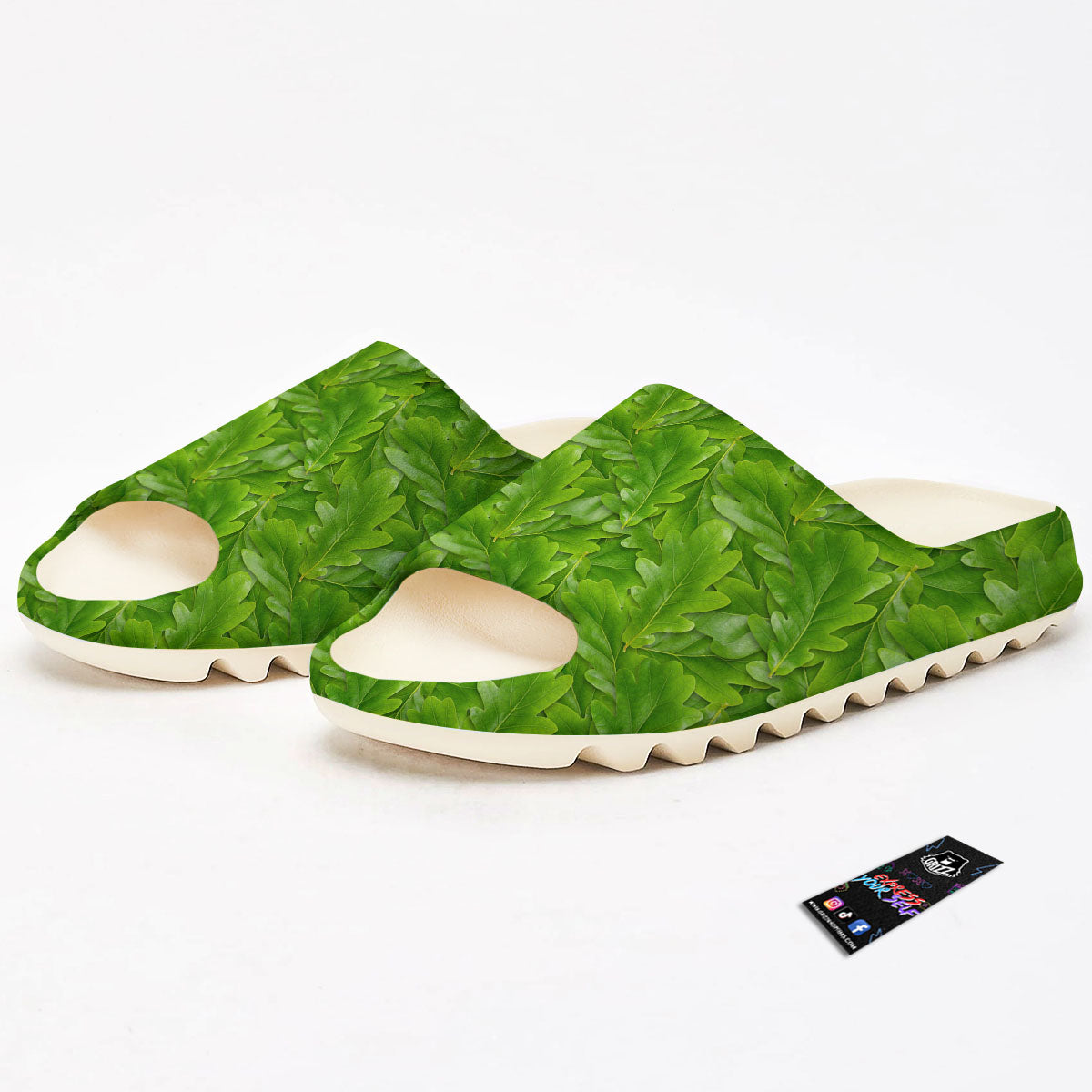 Oak Leaf Green Print Sandals-grizzshop