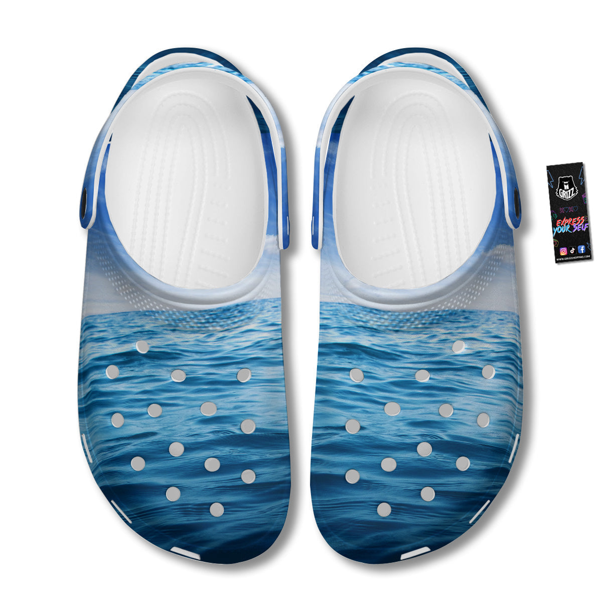 Ocean Blue Print Clog-grizzshop