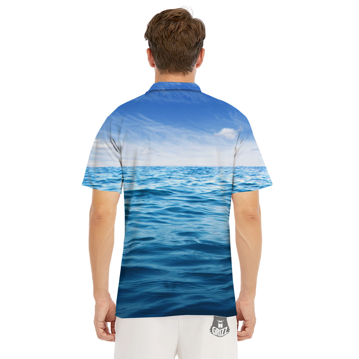 Ocean Blue Print Men's Golf Shirts-grizzshop