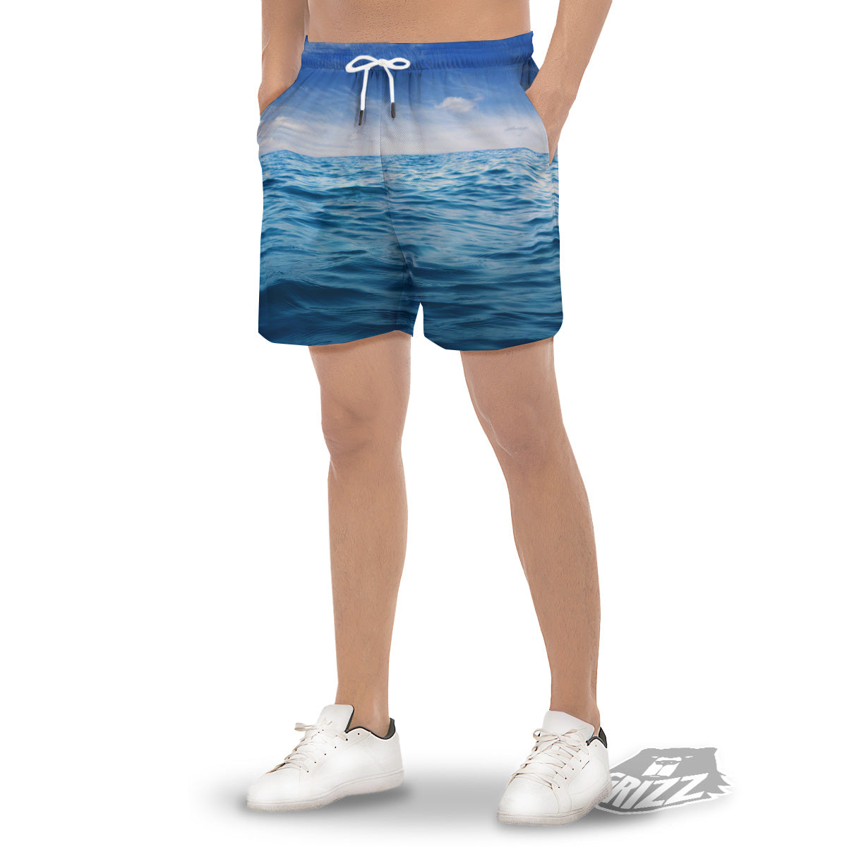 Ocean Blue Print Men's Gym Shorts-grizzshop