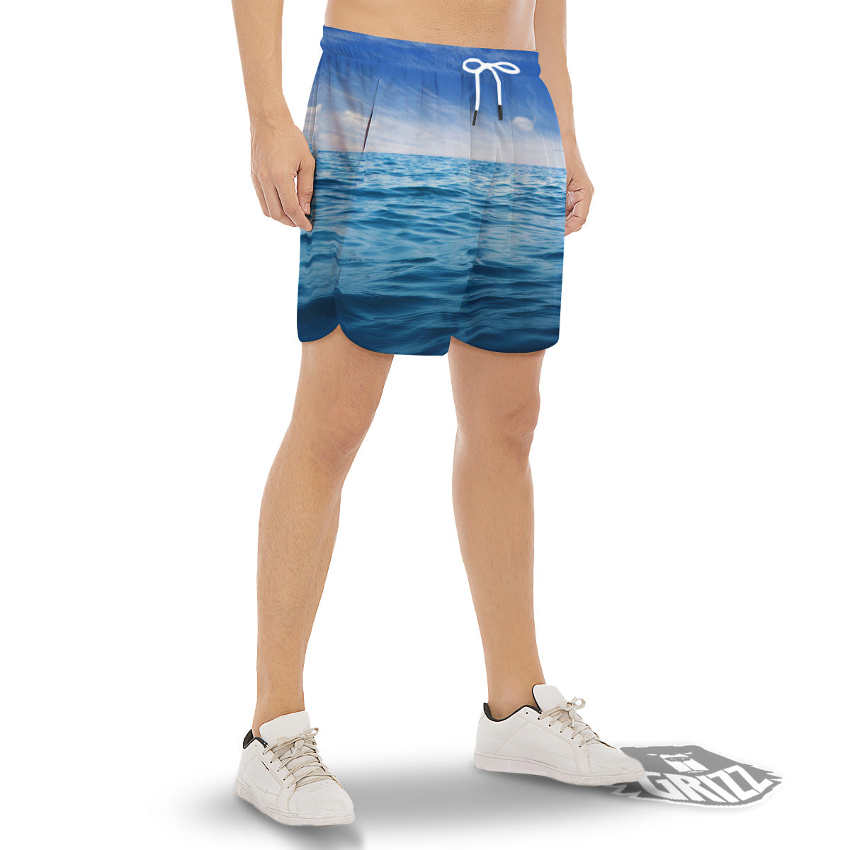 Ocean Blue Print Men's Gym Shorts-grizzshop