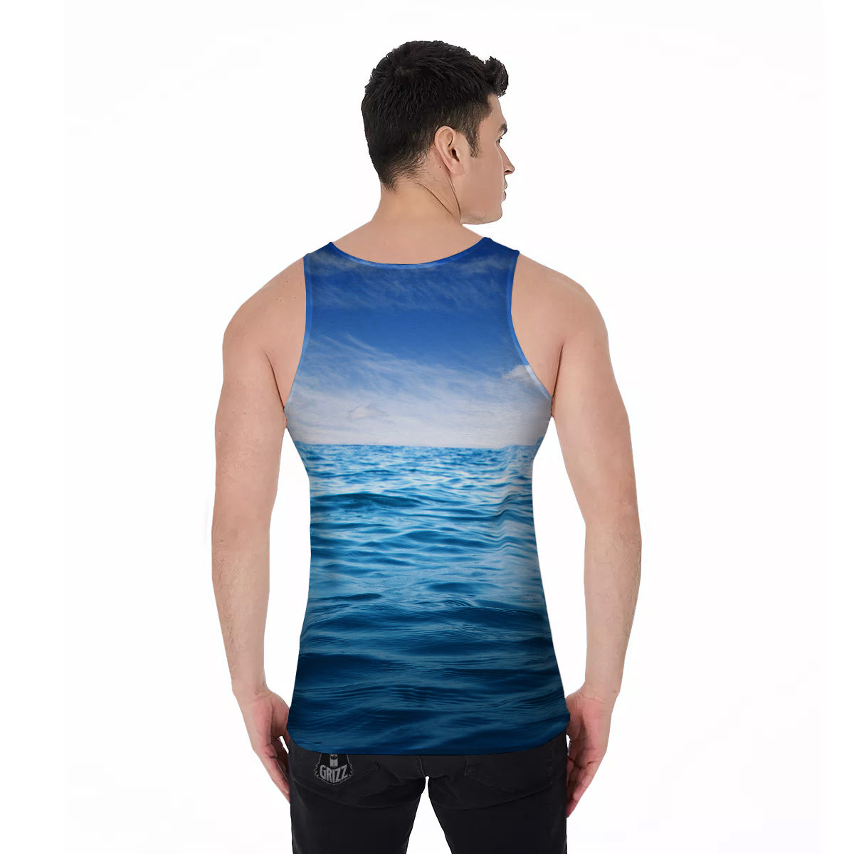 Ocean Blue Print Men's Tank Top-grizzshop