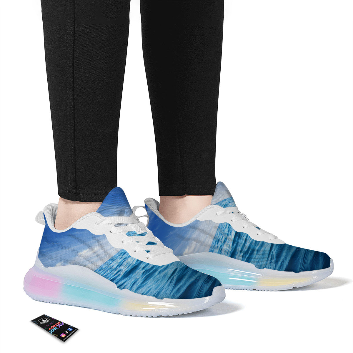 Ocean Blue Print Running Sneakers-grizzshop