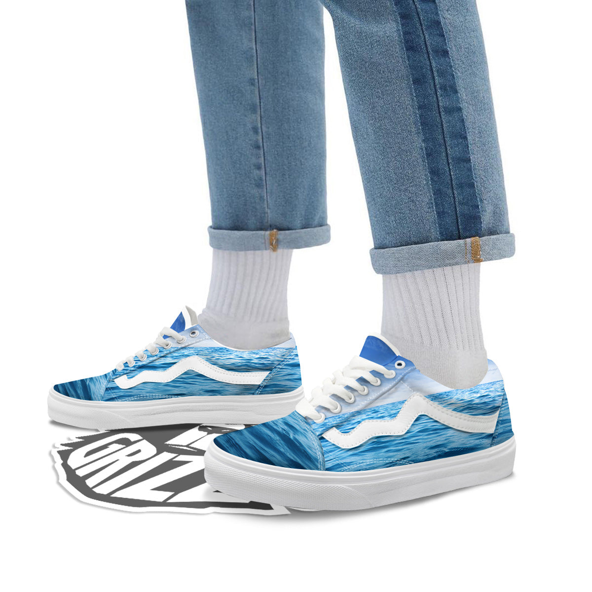 Ocean Blue Print Skate Shoes-grizzshop